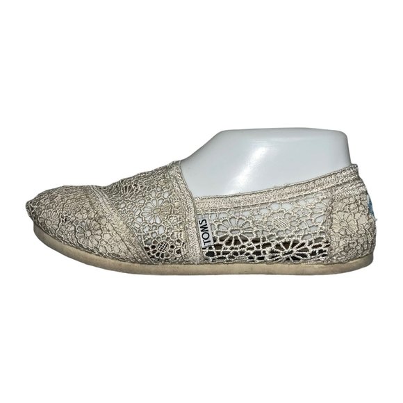 Toms Cream Floral Lace Lightweight Ballet Flats Women's 7.5 - Picture 5 of 10